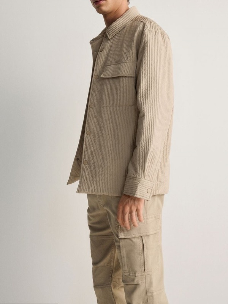 Beige Reserved Slim Cargo Men's Trousers | HTRF-80416