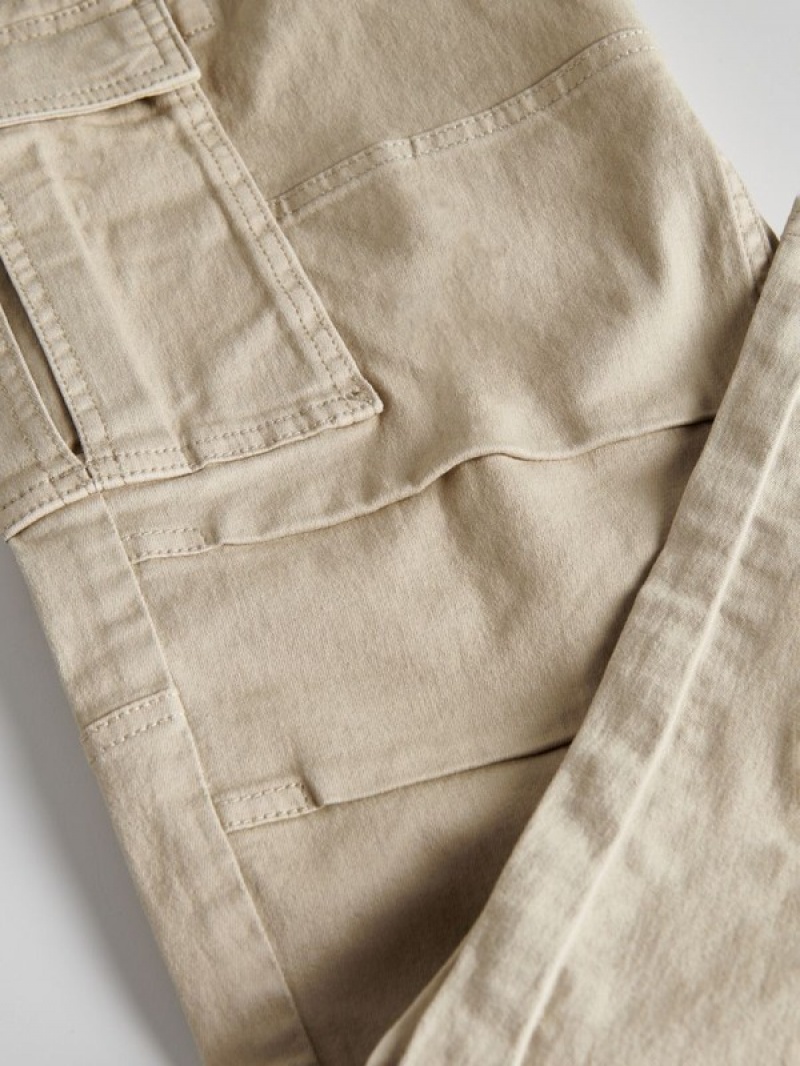 Beige Reserved Slim Cargo Men's Trousers | HTRF-80416