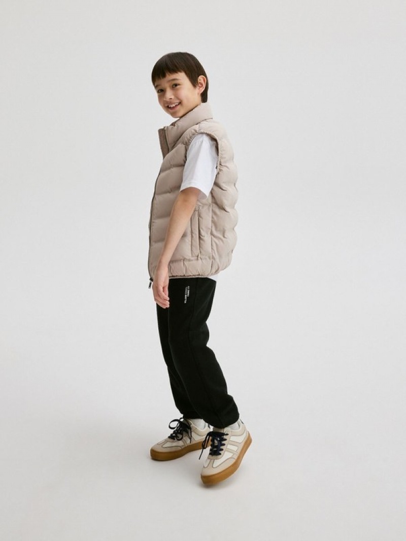 Beige Reserved Stand Up Collar Boys' Jackets | WELI-84295