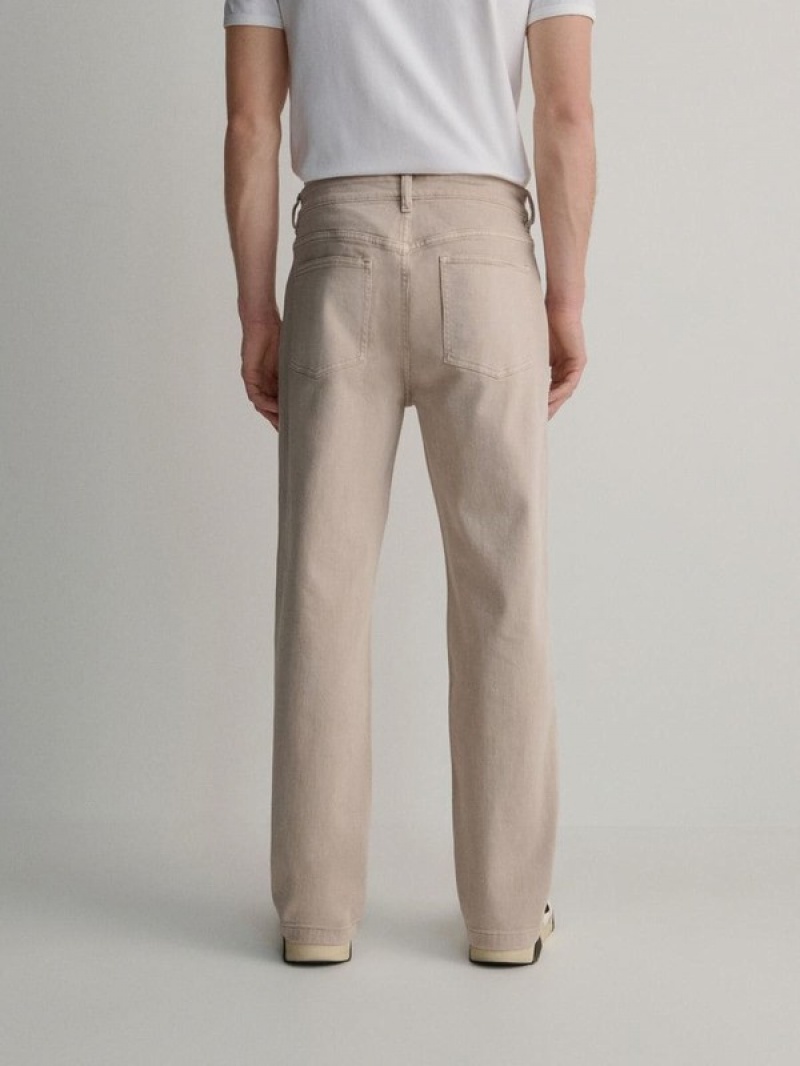 Beige Reserved Straight Leg Men's Jeans | DNQO-60482