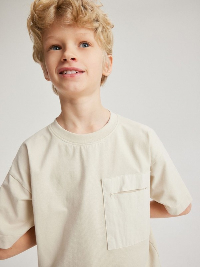 Beige Reserved T-a Pocket Boys' T-shirts | SXPG-89724