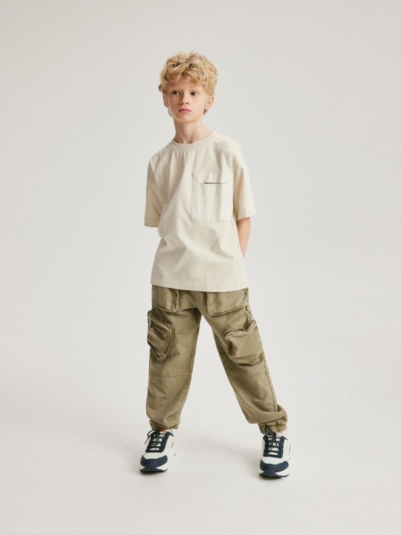 Beige Reserved T-a Pocket Boys' T-shirts | SXPG-89724