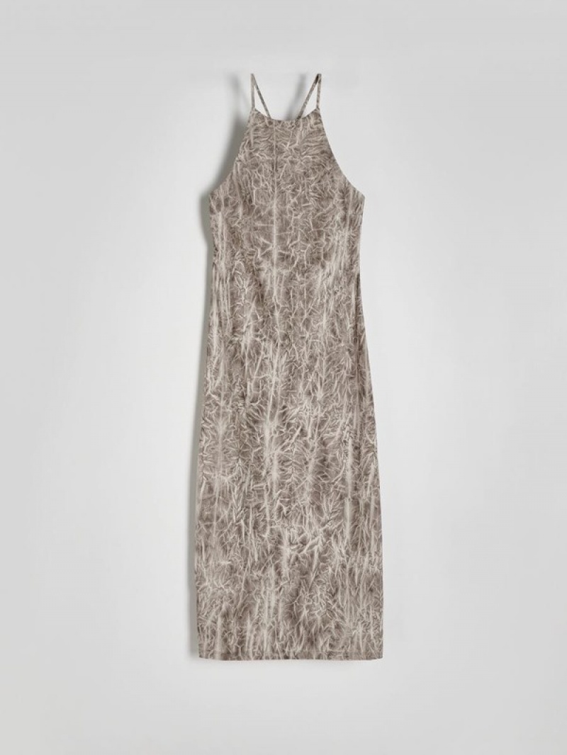 Beige Reserved Tie Dye Women's Dress | NASI-42169