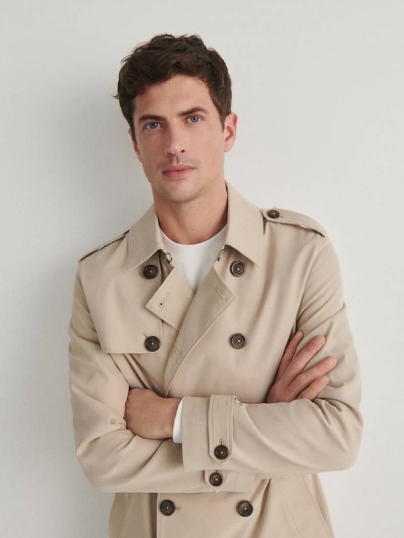 Beige Reserved Trench With Men's Coats | SKOJ-65380