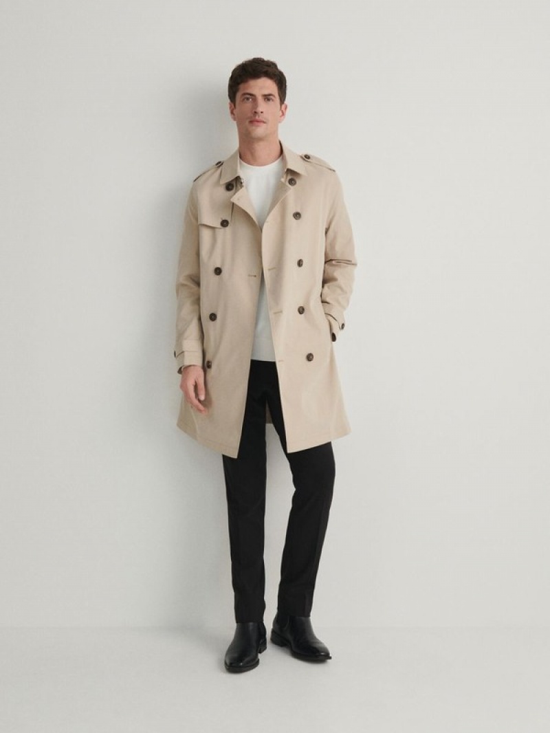 Beige Reserved Trench With Men's Coats | SKOJ-65380