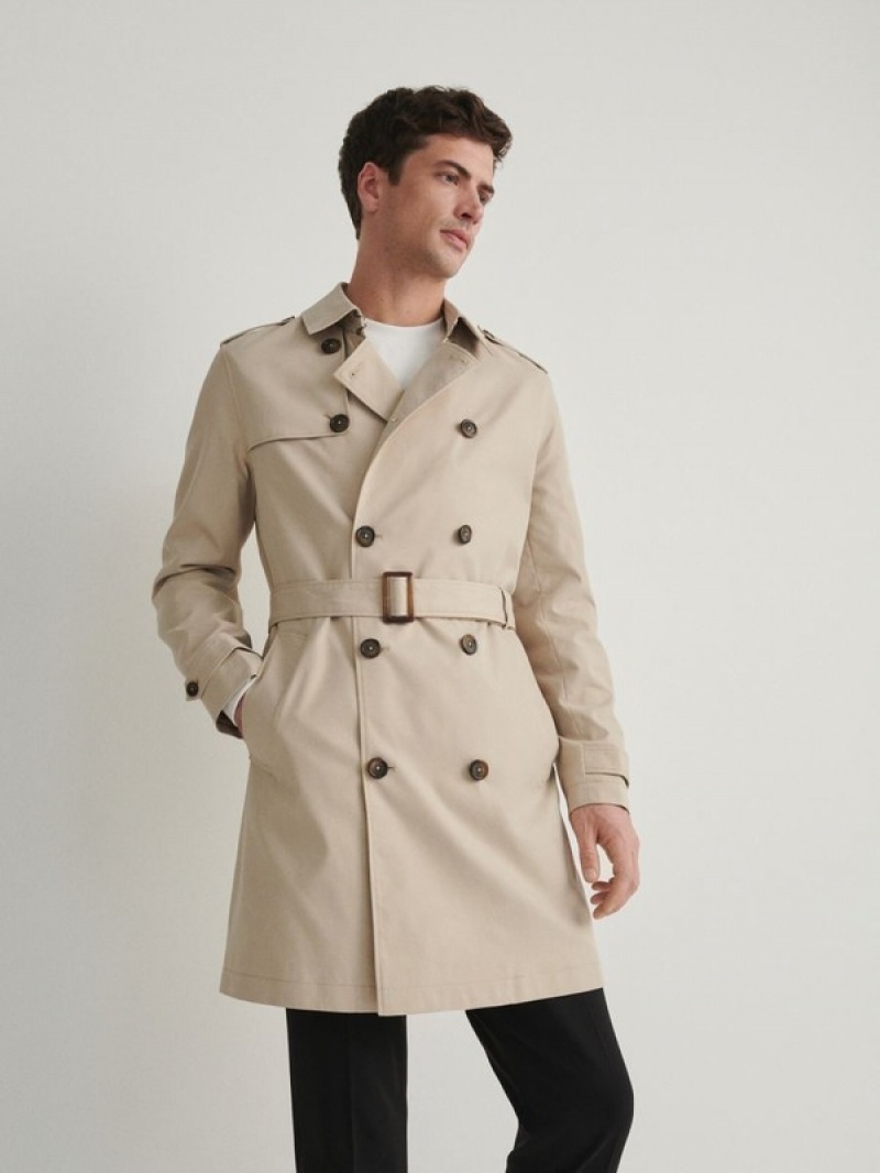 Beige Reserved Trench With Men's Coats | SKOJ-65380