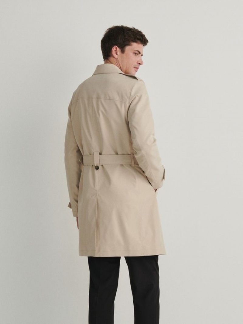 Beige Reserved Trench With Men's Coats | SKOJ-65380