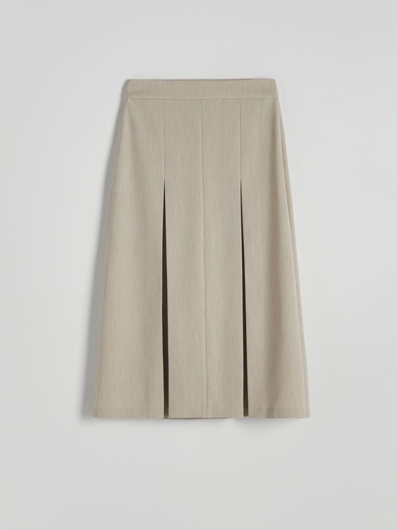 Beige Reserved Two Pleats Women's Skirts | KYZJ-90634