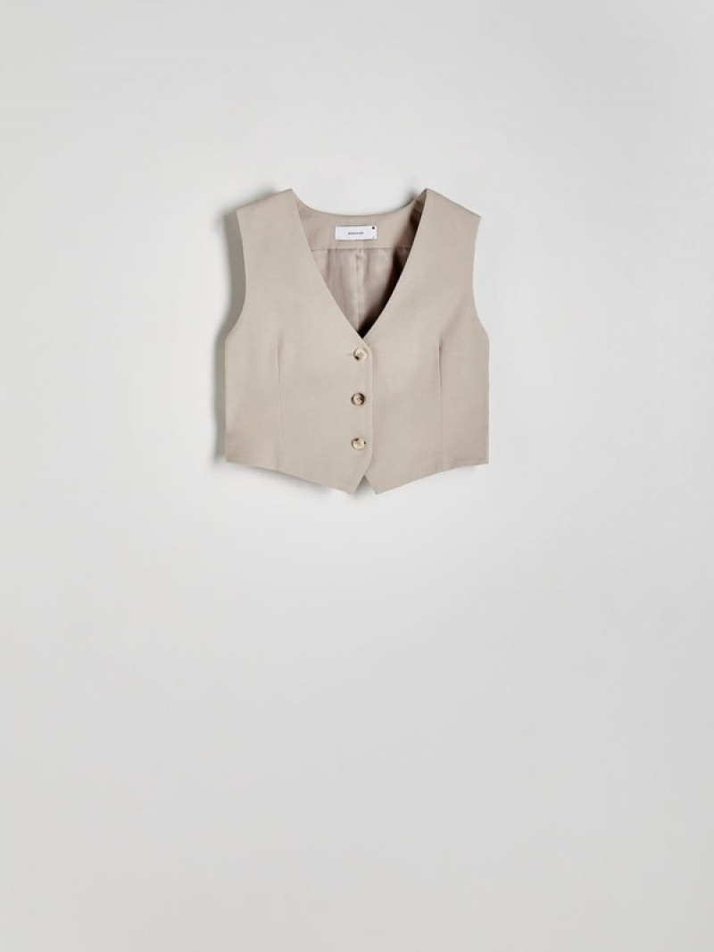 Beige Reserved Viscoze Rich Women's Vest | HKUF-21530