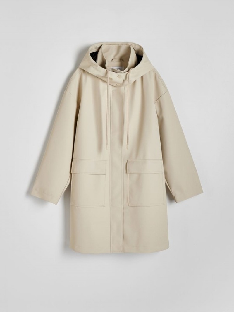 Beige Reserved Waterproof Parka Women's Jackets | YJBM-56704