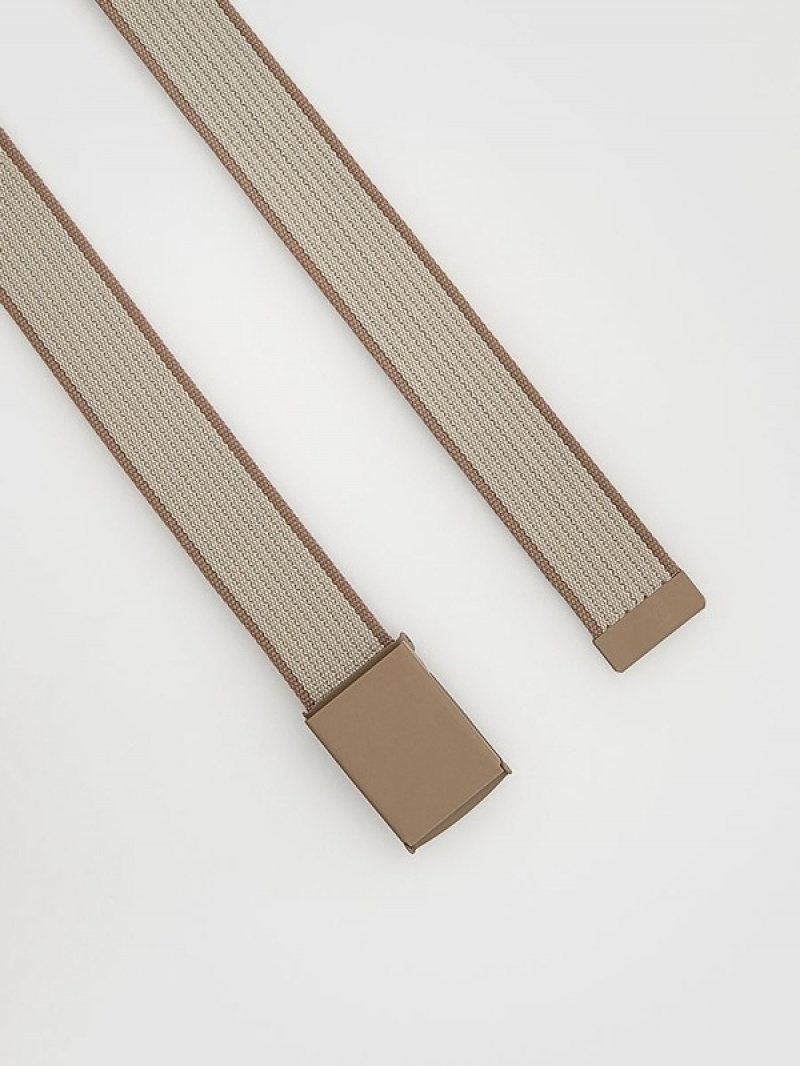 Beige Reserved Webbingbuckle Men's Belts | YQBA-32140