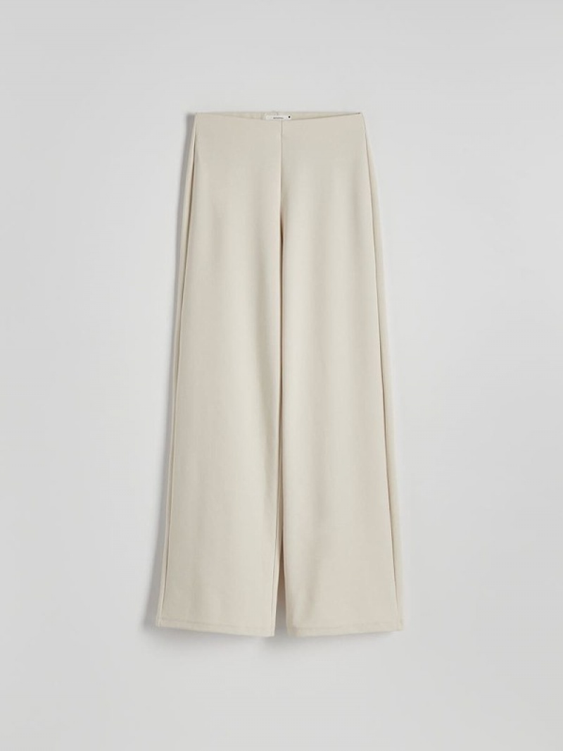 Beige Reserved Wide Leg Women's Trousers | XRFA-70538