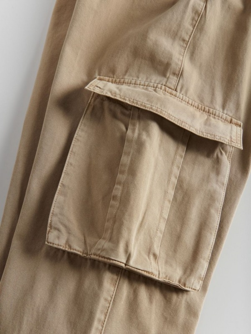 Beige Reserved Wide Leg Women's Trousers | FCWN-27419