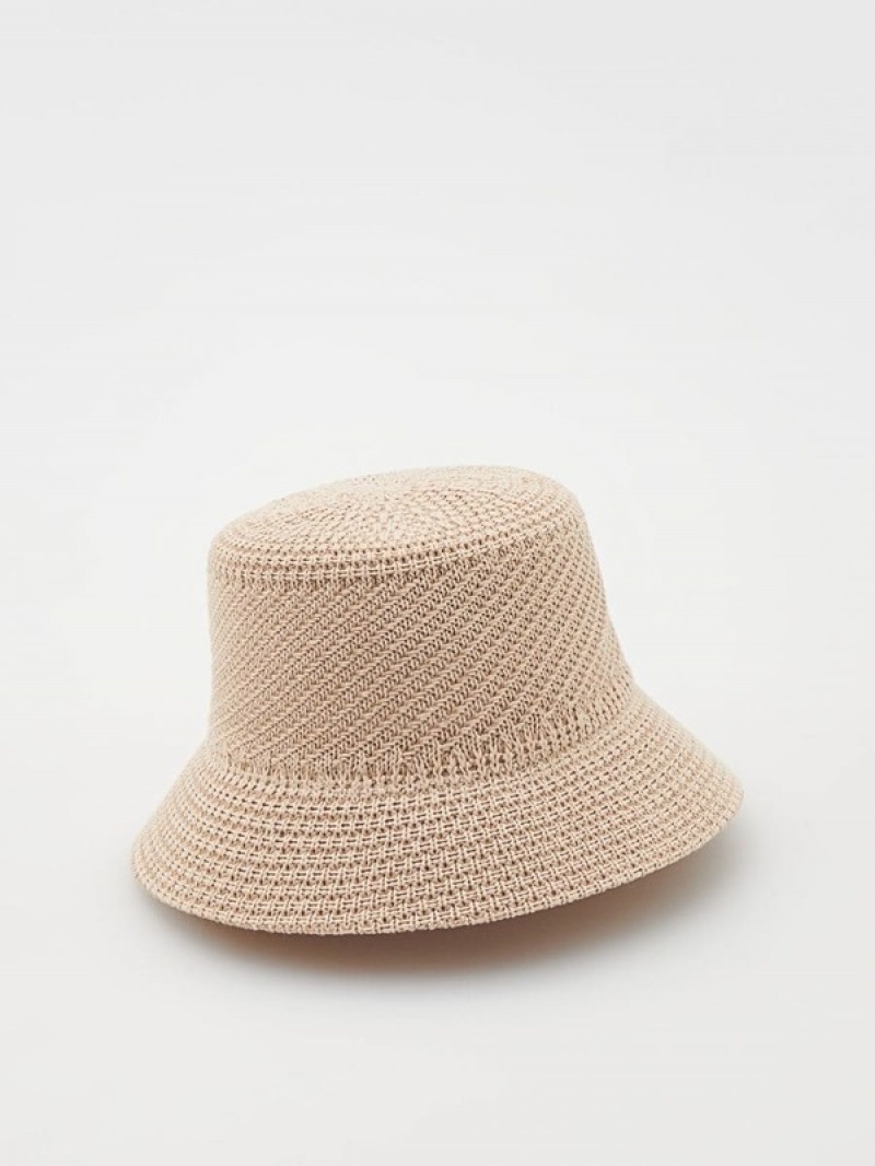 Beige Reserved Woven Women's Hats | OWPQ-18206