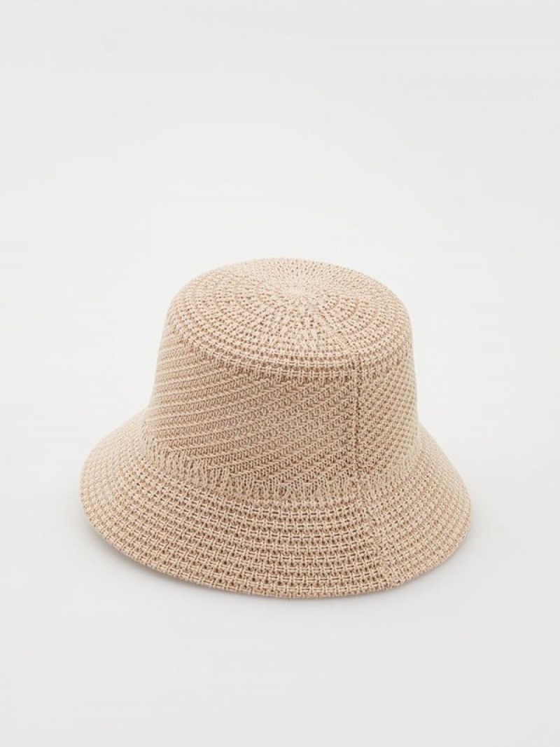 Beige Reserved Woven Women's Hats | OWPQ-18206