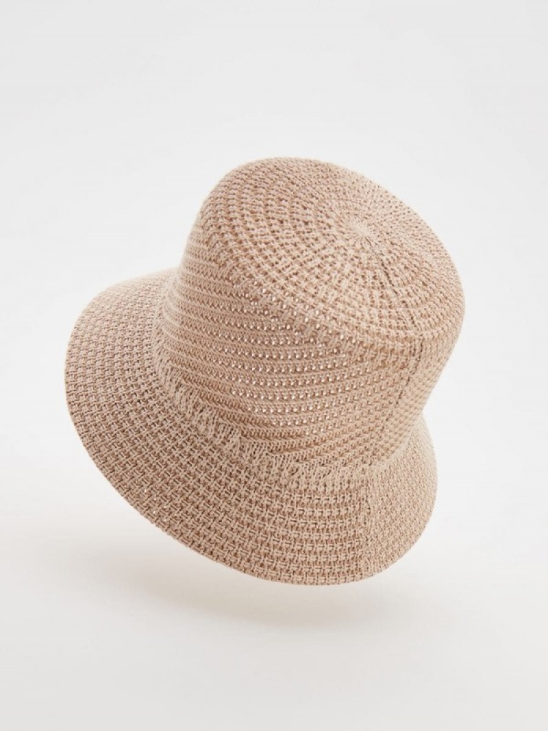 Beige Reserved Woven Women's Hats | OWPQ-18206