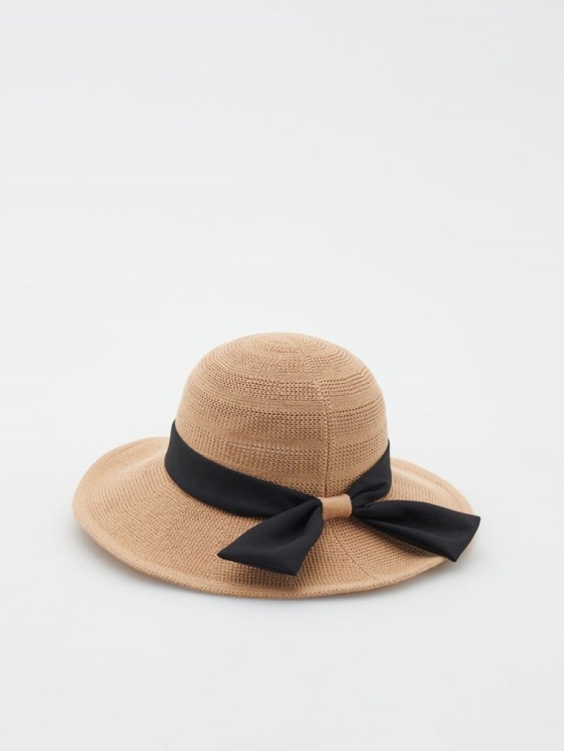 Beige Reserved Wovenbow Women's Hats | ISTW-57243