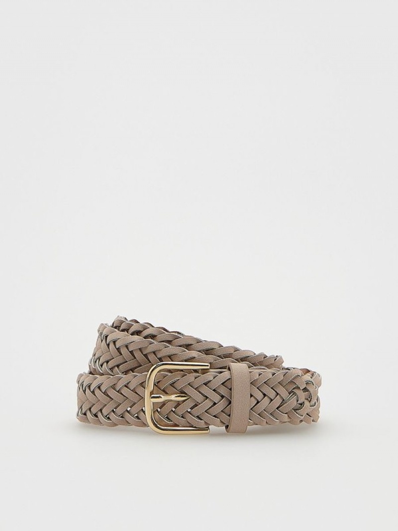 Beige Reserved Wovenbuckle Women's Belts | MJWS-35971