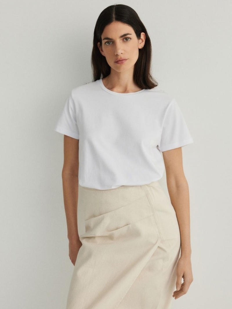 Beige Reserved Wrap Front Midi Women's Skirts | IUDS-50847