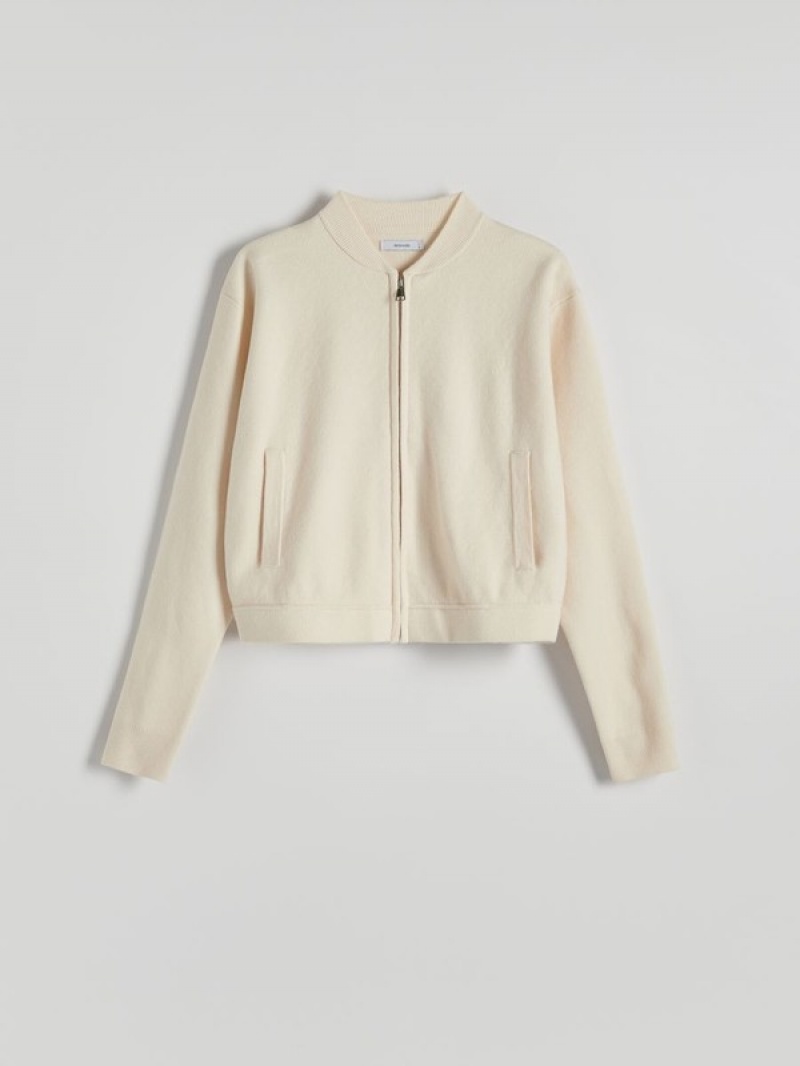 Beige Reserved Zip Up Women's Sweaters | ZGLT-70469