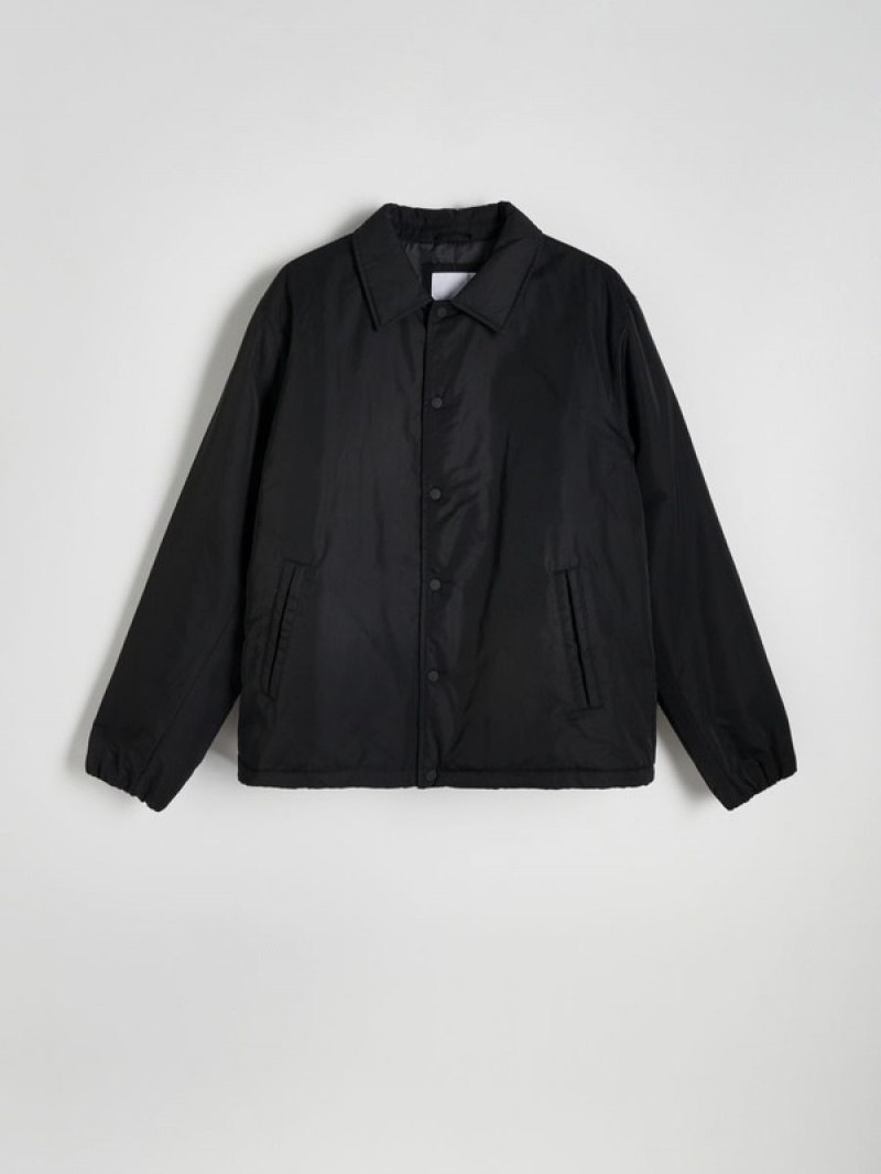 Black Reserved A Collar Men's Jackets | CTLX-59830