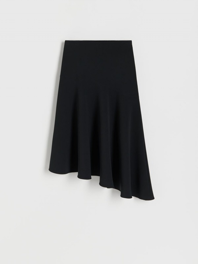 Black Reserved Asymmetric Hem Women's Skirts | NPUR-35901