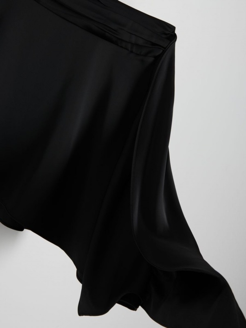 Black Reserved Asymmetric Hem Women's Skirts | PFOY-35268