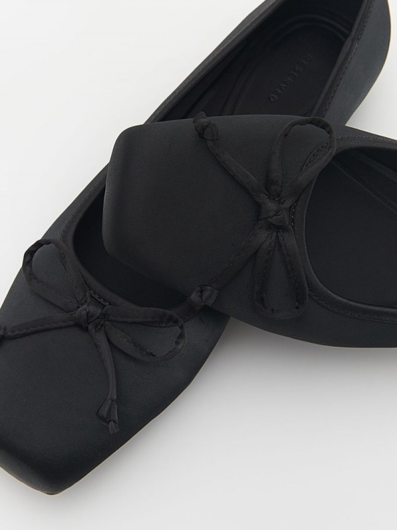 Black Reserved Ballerinasbow Detail Women's Loafers | ROVC-59380