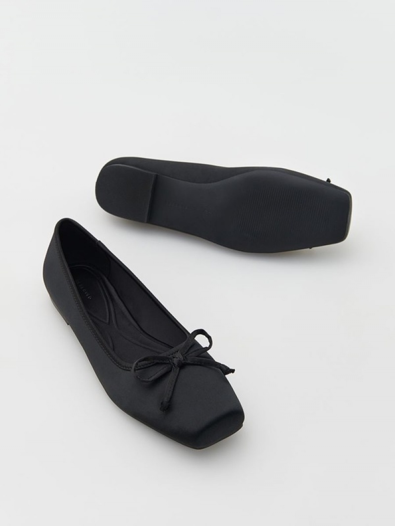 Black Reserved Ballerinasbow Detail Women's Loafers | ROVC-59380