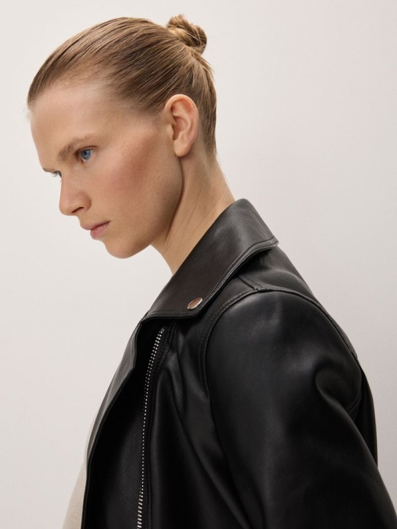 Black Reserved Biker Women's Jackets | WJIG-54372