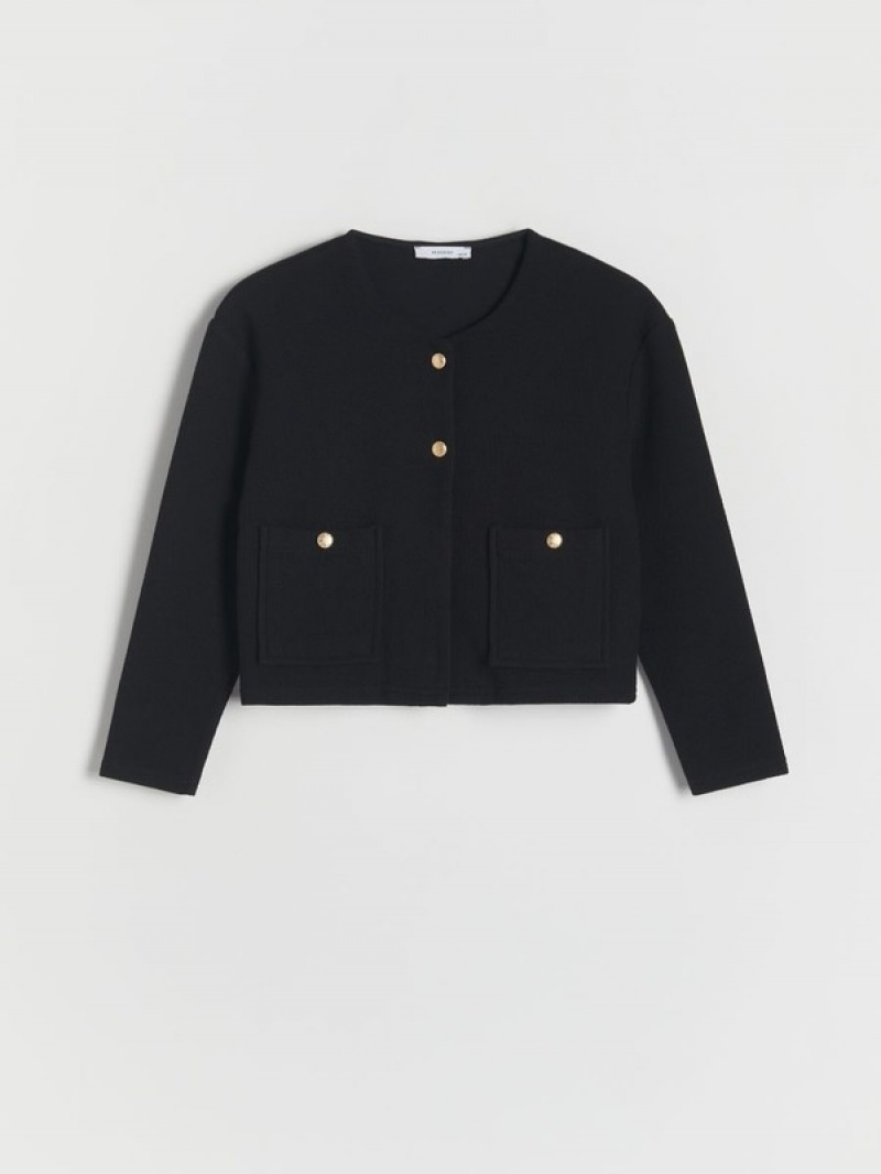 Black Reserved Blazergold Tone Buttons Girls' Jackets | UOKY-43692