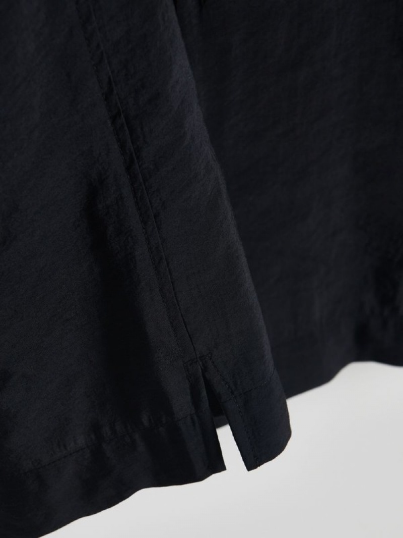 Black Reserved Boxy Men's Shirts | QZNA-46509