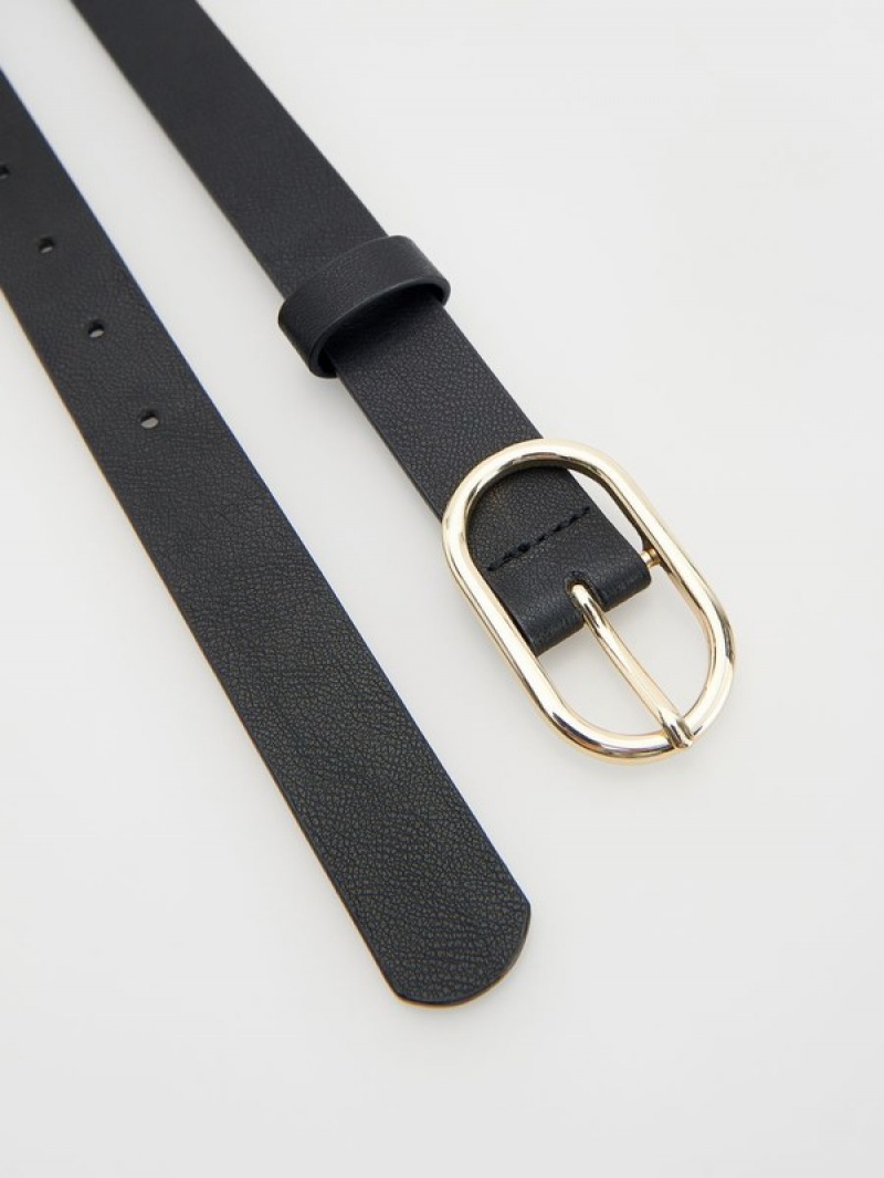 Black Reserved Buckle Women's Belts | LAQV-62458