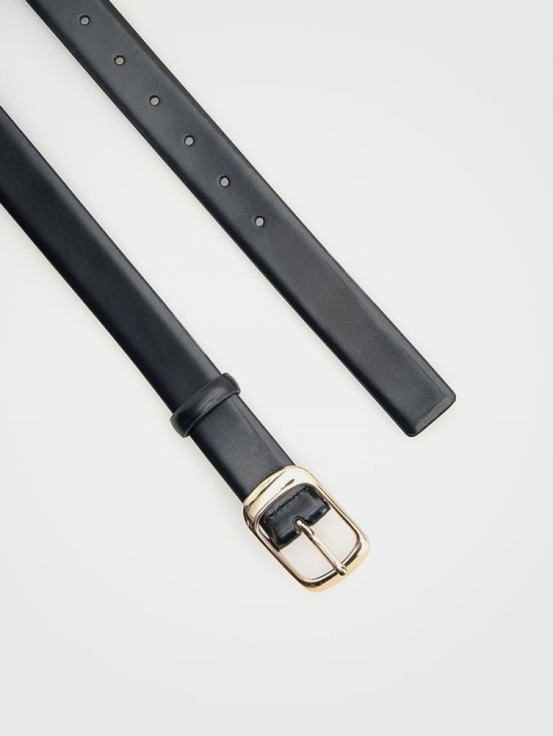 Black Reserved Buckle Women's Belts | RFOI-90472