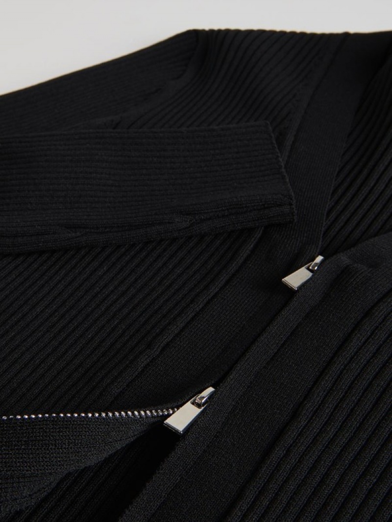 Black Reserved Button Down Women's Sweaters | NOCD-03782