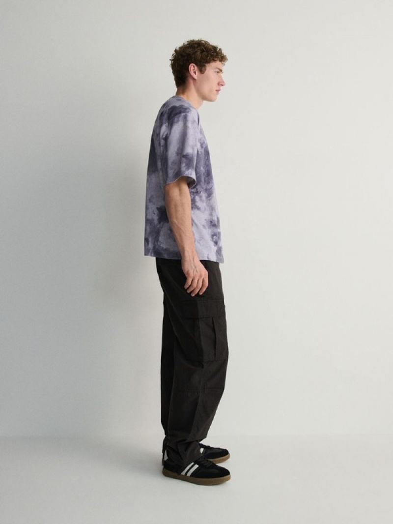 Black Reserved Cargo Men's Trousers | IAHC-37985