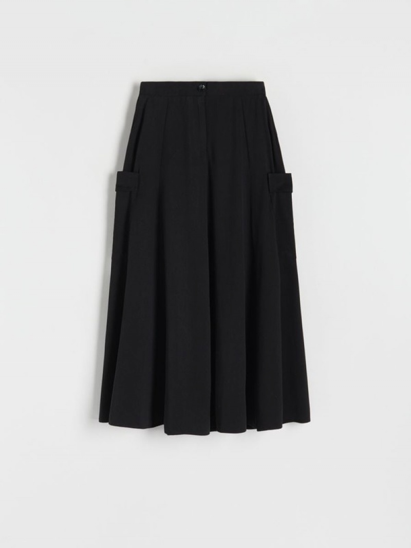 Black Reserved Cargo Pockets Women's Skirts | EBNQ-04598