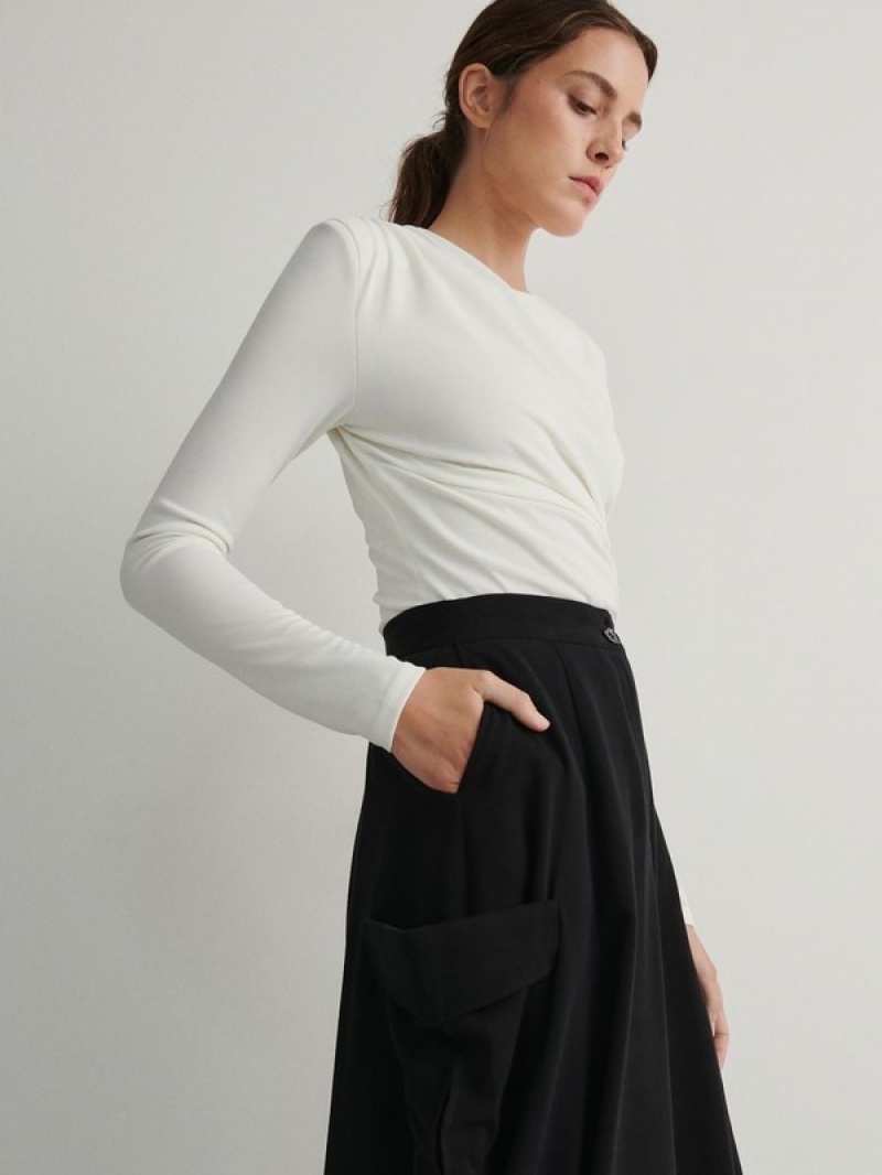 Black Reserved Cargo Pockets Women's Skirts | EBNQ-04598