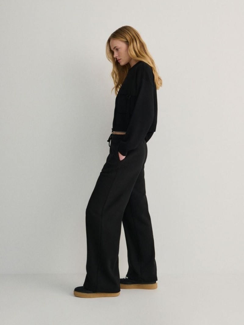 Black Reserved Cargo Women's Trousers | FAKU-21760