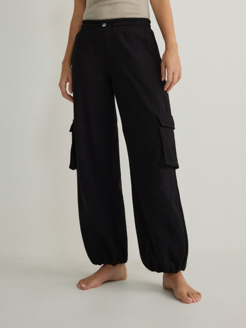 Black Reserved Cargo Women\'s Trousers | LHXN-08213