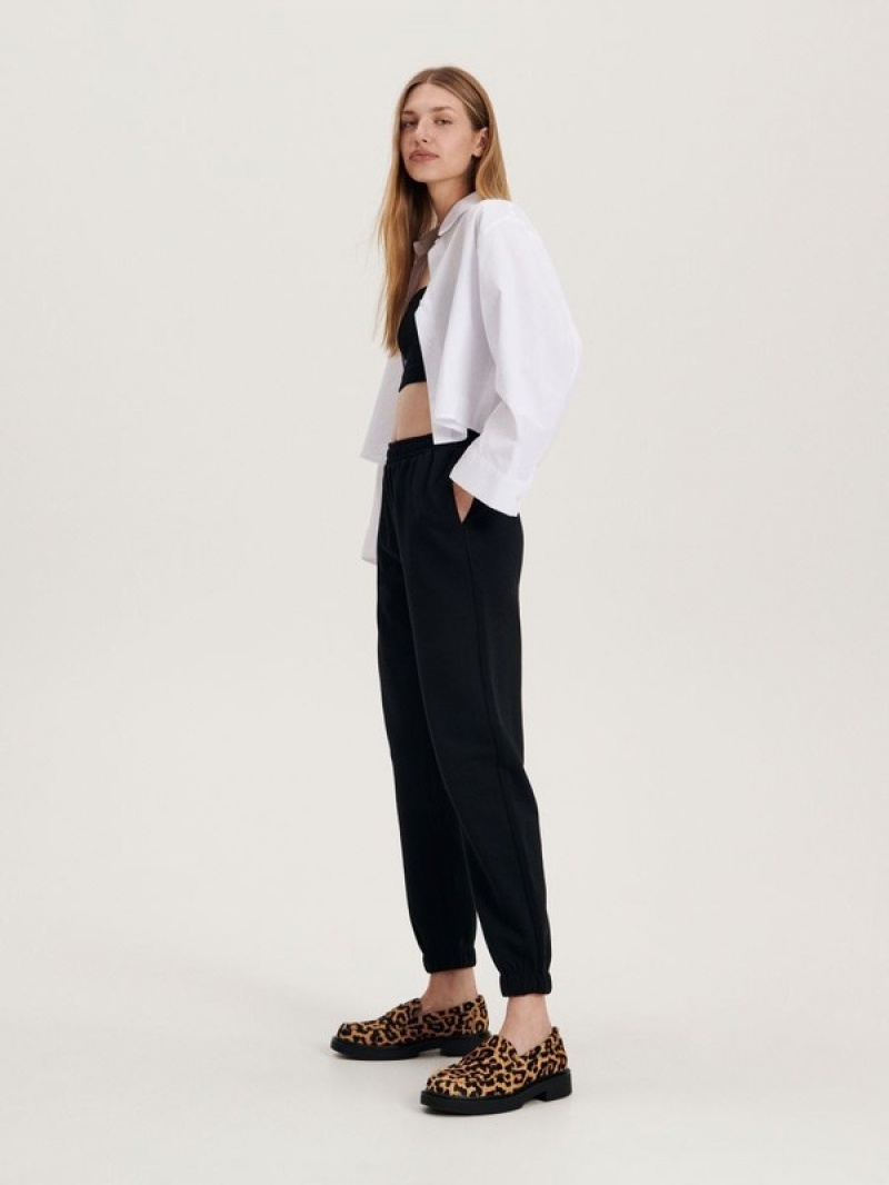 Black Reserved Cargo Women's Trousers | PQZU-86953