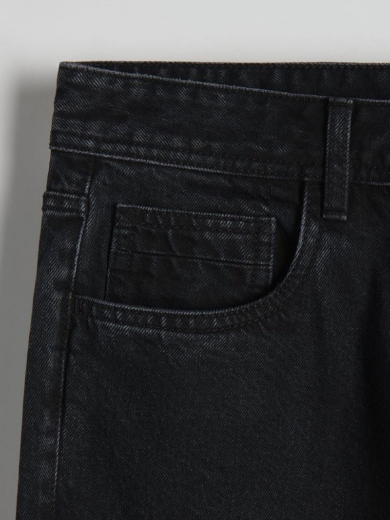 Black Reserved Carrot Fit Men's Jeans | ANBT-07249