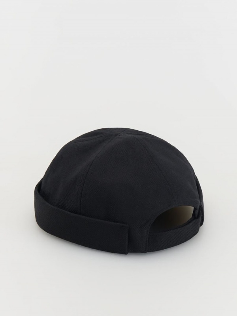 Black Reserved Check Men's Caps | DSGJ-30849