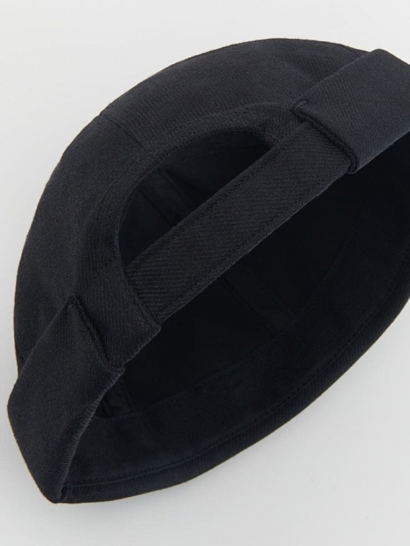 Black Reserved Check Men's Caps | DSGJ-30849