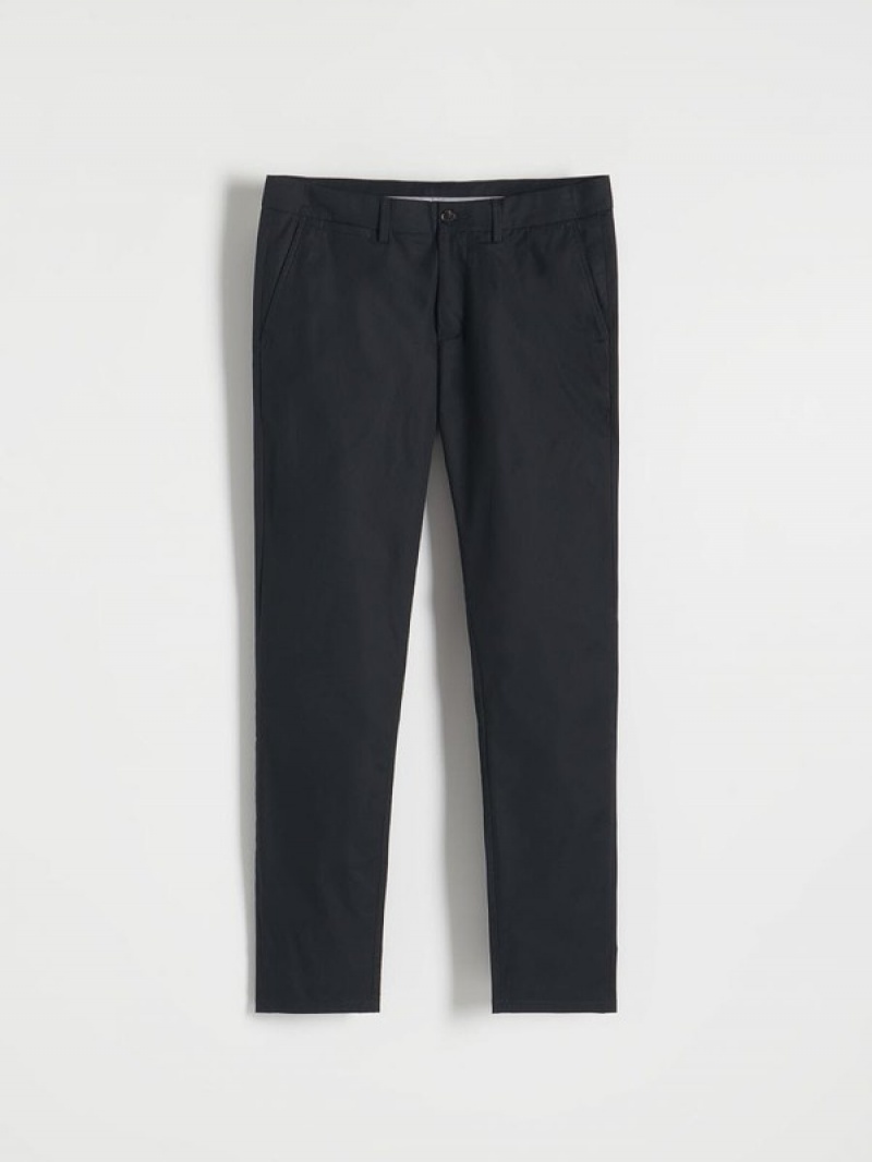 Black Reserved Chino Slim Fit Men's Trousers | OCWK-71342