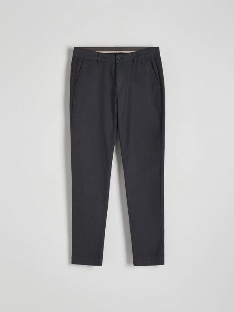 Black Reserved Chino Slim Fit Men's Trousers | THMG-19356