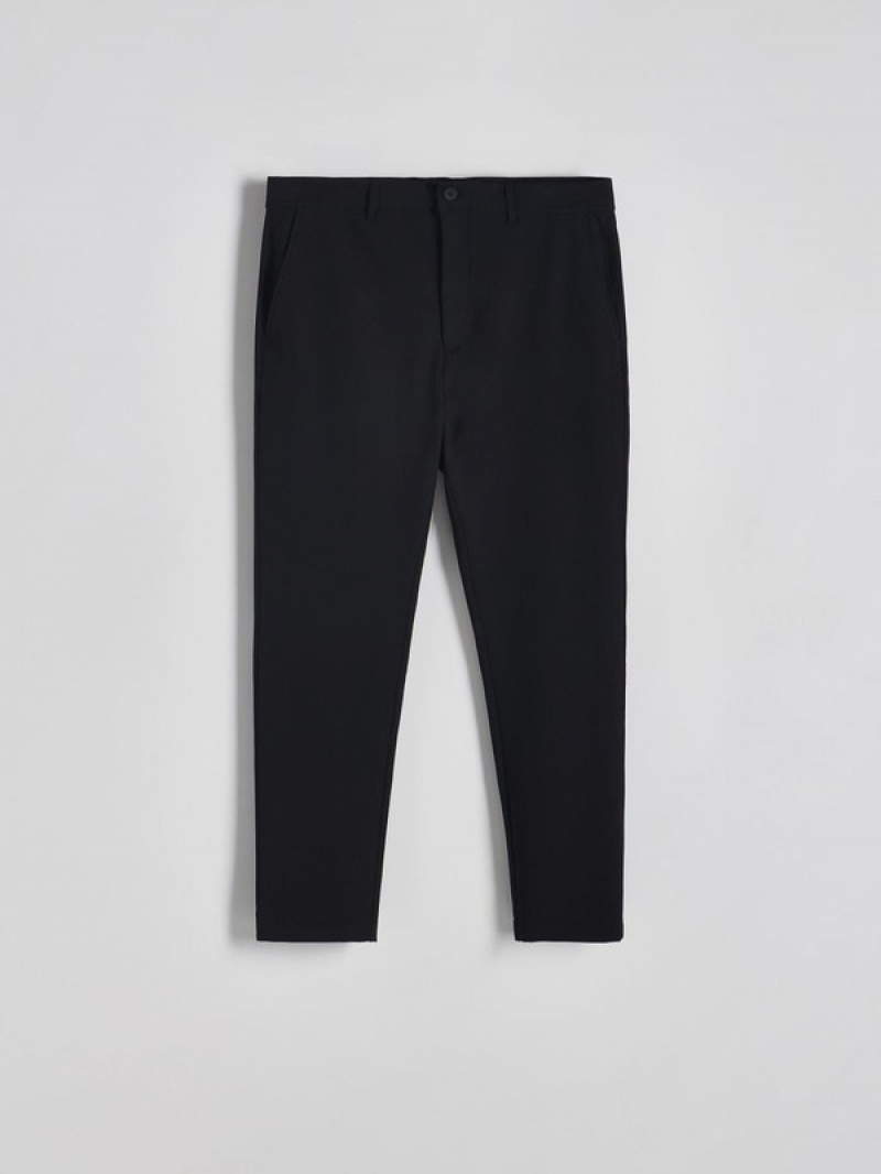 Black Reserved Chino Slim Fit Men's Trousers | CXJH-97650