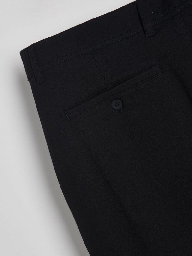 Black Reserved Chino Slim Fit Men's Trousers | CXJH-97650