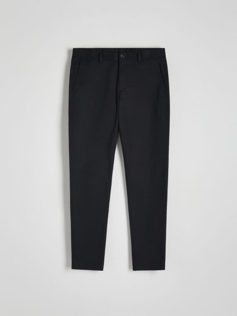 Black Reserved Chino Slim Fit Men's Trousers | BEMP-76035