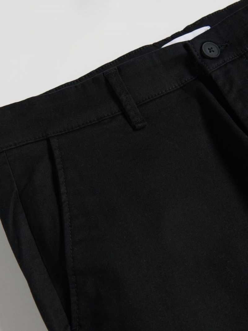 Black Reserved Chino Slim Fit Men's Trousers | QJHI-78319